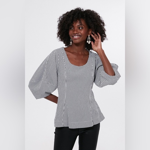 NWOT *Sold Out* Tuckernuck Pomander Place Black Gingham Malarie Top, XL - Picture 1 of 11